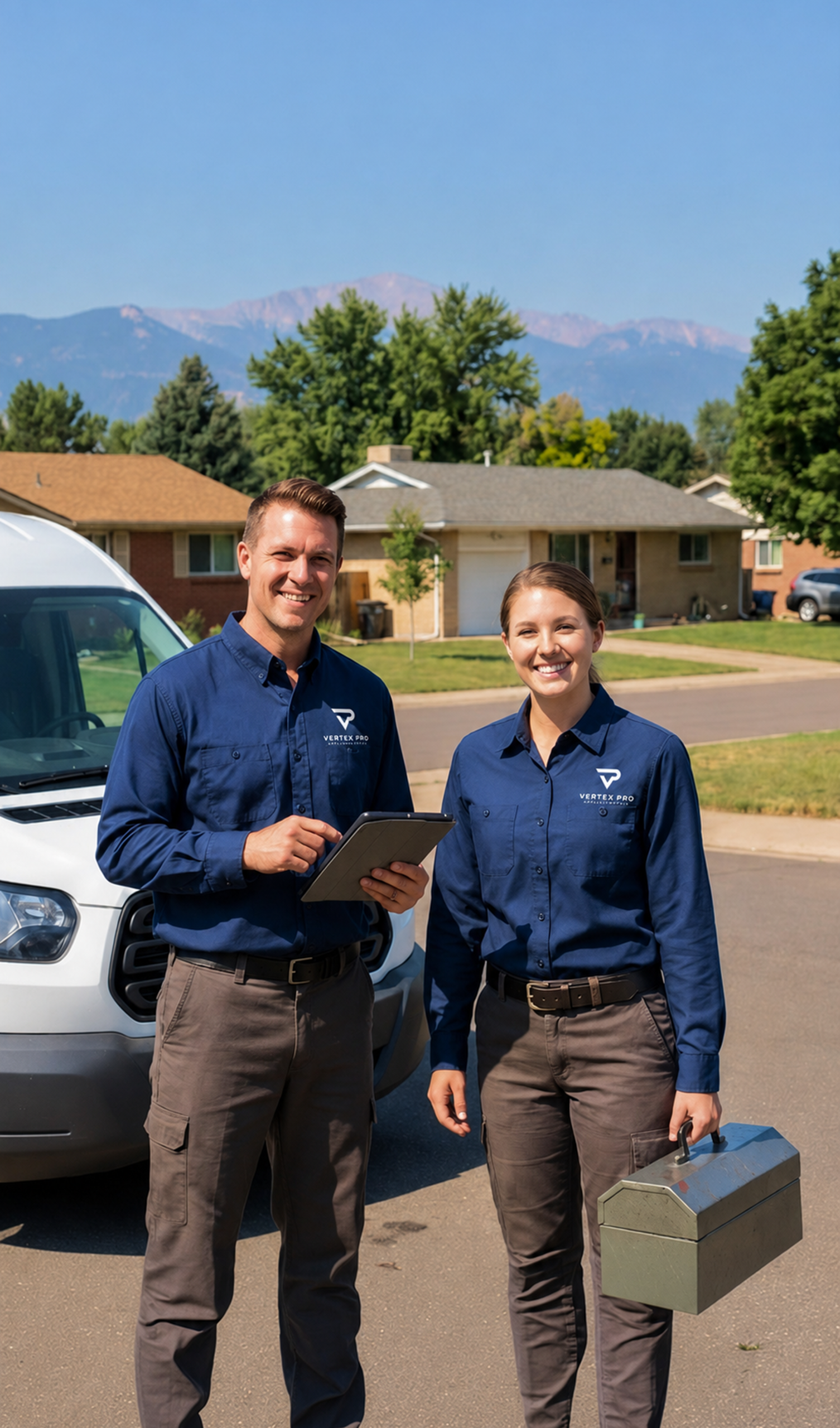 VertexPro certified technicians with service van