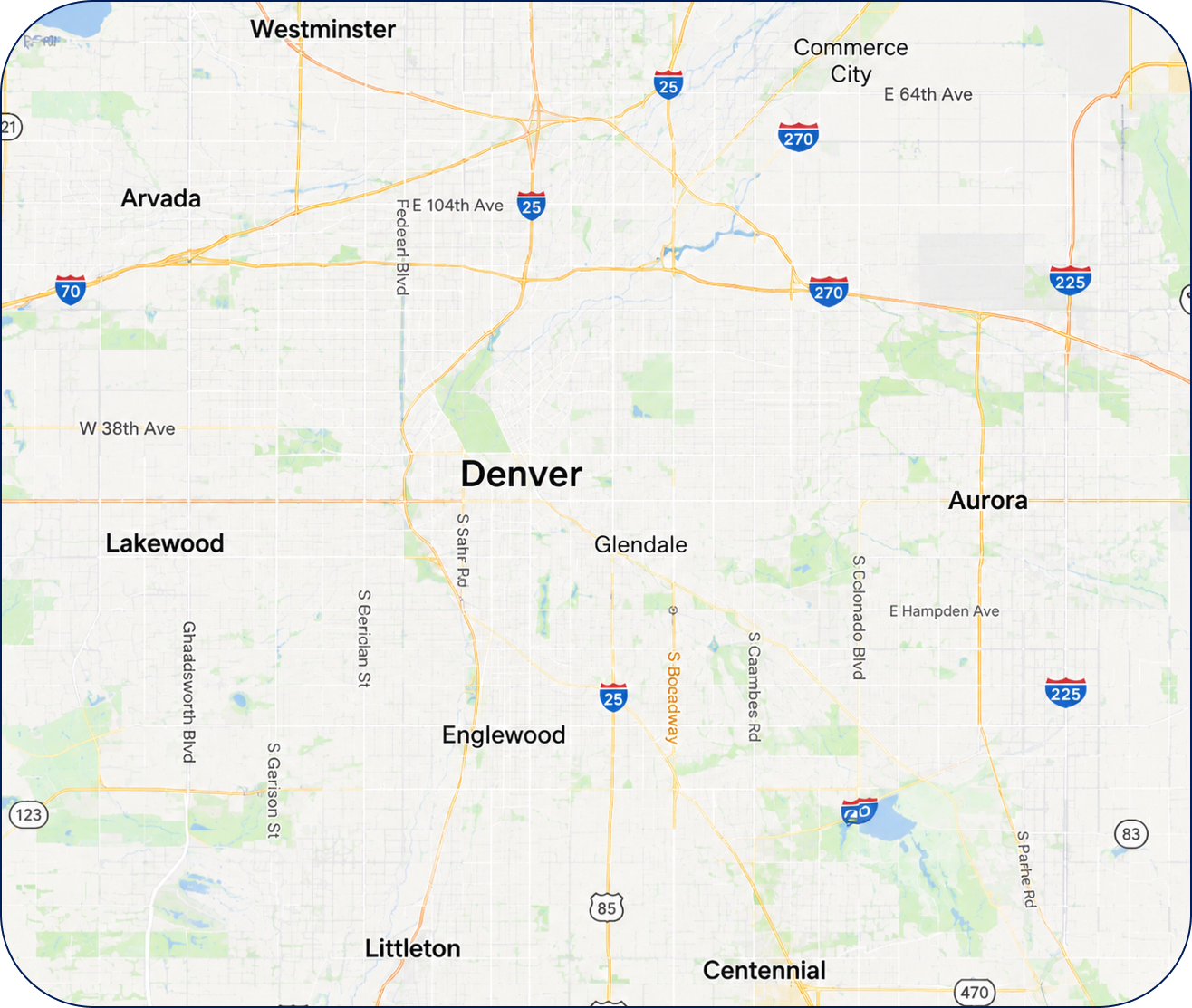 Denver service area map
